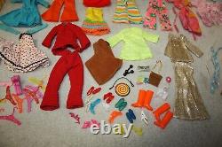 Vintage BARBIE DOLL Lot 1960's/1970's Clothes, Hangers, Shoes, 1 Doll, ETC