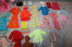 Vintage BARBIE DOLL Lot 1960's/1970's Clothes, Hangers, Shoes, 1 Doll, ETC