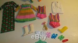 Vintage BARBIE FRANCIE LOT #3443 SATIN SUPPER 2 DOLLS CLOTHES AND SHOES CLEAN