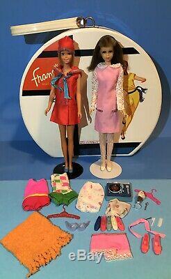 Vintage Barbie 1965 Francie Dolls, Case, Clothes, Shoes, Bend Leg, TNT Lot HTF