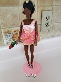 Vintage Barbie 1976 Ballerina Cara African American AA Doll with Stand and Roses