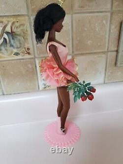 Vintage Barbie 1976 Ballerina Cara African American AA Doll with Stand and Roses