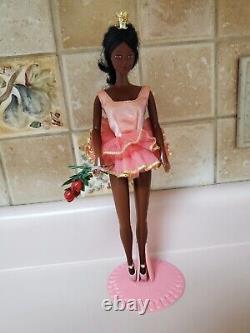 Vintage Barbie 1976 Ballerina Cara African American AA Doll with Stand and Roses