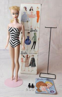 Vintage Barbie Blonde #5 Ponytail Doll w Box & Factory Braid MINT