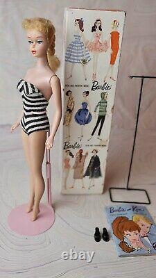Vintage Barbie Blonde #5 Ponytail Doll w Box & Factory Braid MINT