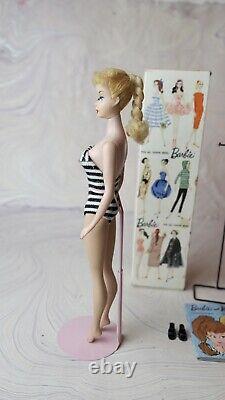 Vintage Barbie Blonde #5 Ponytail Doll w Box & Factory Braid MINT