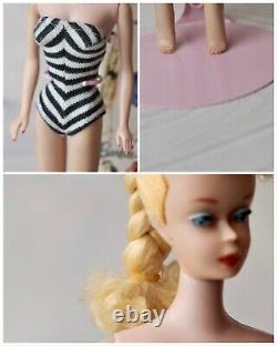 Vintage Barbie Blonde #5 Ponytail Doll w Box & Factory Braid MINT