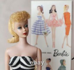 Vintage Barbie Blonde #5 Ponytail Doll w Box MINT Booklet Swimsuit Stand