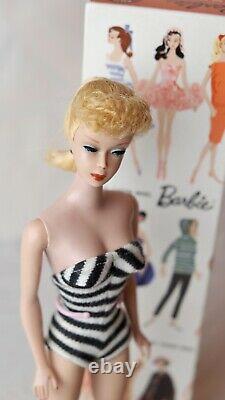 Vintage Barbie Blonde #5 Ponytail Doll w Box MINT Booklet Swimsuit Stand