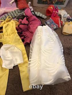 Vintage Barbie Bubble Cut Doll Big Case Clothes Lot