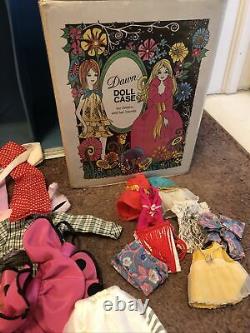 Vintage Barbie Bubble Cut Doll Big Case Clothes Lot