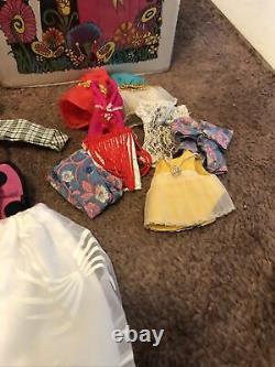 Vintage Barbie Bubble Cut Doll Big Case Clothes Lot