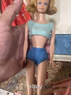 Vintage Barbie Doll Bubblecut Midge Lot Titian red suit shoe stand box 1961 Ken