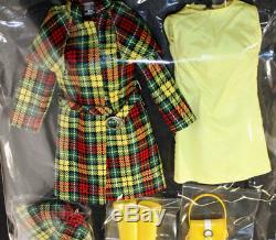 Vintage Barbie Japanese Plaid yellow green red raincoat hat dress boots NM/Mint