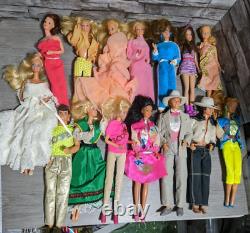 Vintage Barbie Ken 15 Doll Lot Cowboy Rockers Wedding Western Rollerskate Outfit
