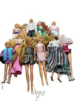 Vintage Barbie Ken Doll 1960s White Case & 11 Dolls With Clothing & Shoes Rare