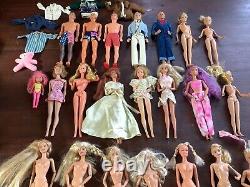 Vintage Barbie Ken Skipper Francie Midge Pj Lot Of 28 Dolls, Clothes And More
