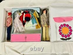 Vintage Barbie Lot Barbie('58), Ken('68), 10 Dresses, And Double Doll Case('67)