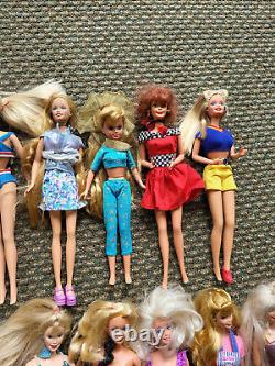 Vintage Barbie Lot of 24 Dolls With Clothes & Some Accessories 1990s Mattel (b)