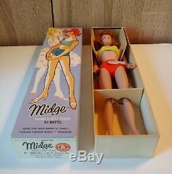 Vintage Barbie MIDGE (1963) Original Titian Box Red Hair Wrist Tag MINT MIB NRFB