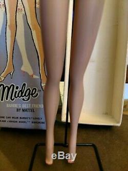 Vintage Barbie Midge Doll Blonde Pure Mint! No Play! Original Box & Stand