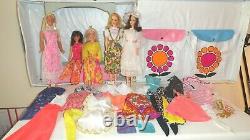 Vintage Barbie Mod Lot Case 5 Dolls Clothes Hats Shoes Played With Lot Clean