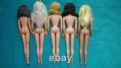 Vintage Barbie Mod Lot Case 5 Dolls Clothes Hats Shoes Played With Lot Clean