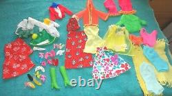 Vintage Barbie Mod Lot Case 5 Dolls Clothes Hats Shoes Played With Lot Clean