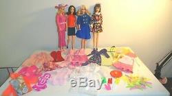 Vintage Barbie Mod Tnt Lot 4 Dolls Clothes Acces. Some Tlc Clean Display Ready