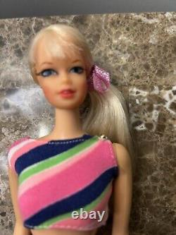 Vintage Barbie Stacey Stacy Doll TNT Platinum Blonde with Striped Swimsuit Mint