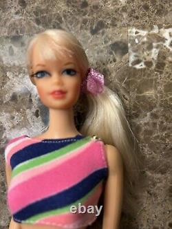 Vintage Barbie Stacey Stacy Doll TNT Platinum Blonde with Striped Swimsuit Mint