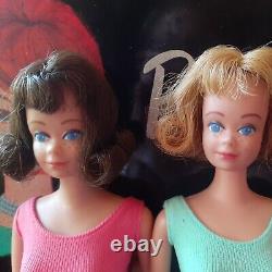 Vintage BarbieLOT of 2@1962MIDGEBlonde+Brunette in ORIG swim suits+ 1964 CASE