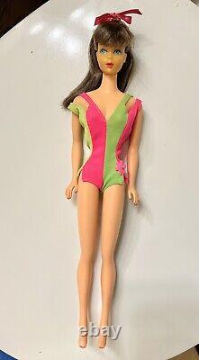 Vintage Brunette Standard Barbie Doll MINT W Stand