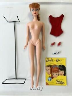 Vintage Early Old Ponytail Redhead #5 Barbie Redhead ALL ORIGINAL With Stand JAPAN