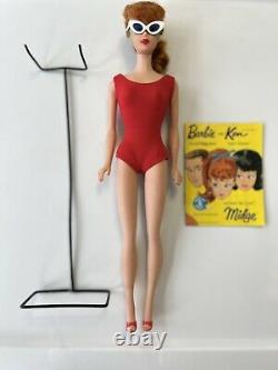 Vintage Early Old Ponytail Redhead #5 Barbie Redhead ALL ORIGINAL With Stand JAPAN