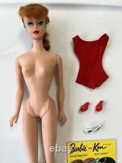 Vintage Early Old Ponytail Redhead #5 Barbie Redhead ALL ORIGINAL With Stand JAPAN