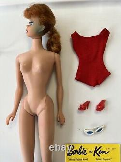 Vintage Early Old Ponytail Redhead #5 Barbie Redhead ALL ORIGINAL With Stand JAPAN