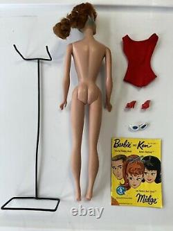 Vintage Early Old Ponytail Redhead #5 Barbie Redhead ALL ORIGINAL With Stand JAPAN