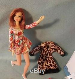 Vintage Francie Barbie Doll TNT Red Hair Casey with Clothes Shoes Case TLC