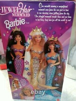 Vintage Jewel hair mermaid Barbie NRFB 1995 #14586 Mattel with Sparkly Stars