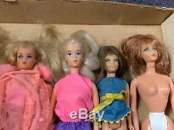 Vintage Lot 1960's Barbie Midge Skipper Dolls + Clothing
