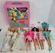 Vintage Lot of 7 1966 Mattel Barbie Dolls with Clothes and Case