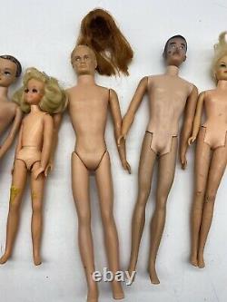 Vintage Lot of 7 Barbie Dolls from 1960s Some In TLC Condition Twiggy