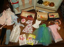 Vintage Lot of Barbie Clothes Purses Dresses Hats Tops Bottoms Bags Doll BOX