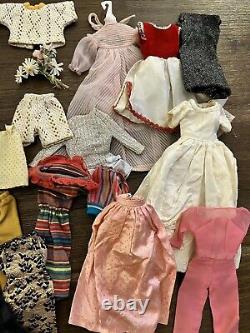 Vintage Lot of Barbie Midge Skipper Doll Case Clothes Wigs 1958 1959 1963
