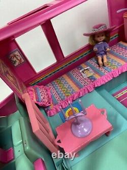 Vintage Mattel 1988 Pink Barbie Western Fun Motor Home Camper Van RV LOT withDolls