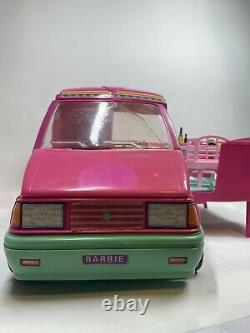 Vintage Mattel 1988 Pink Barbie Western Fun Motor Home Camper Van RV LOT withDolls