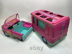 Vintage Mattel 1988 Pink Barbie Western Fun Motor Home Camper Van RV LOT withDolls