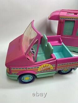 Vintage Mattel 1988 Pink Barbie Western Fun Motor Home Camper Van RV LOT withDolls