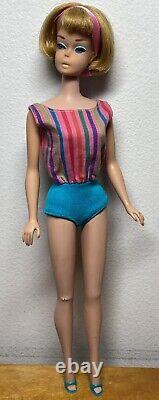 Vintage Mattel Blonde American Girl Barbie Doll Original Swimsuit & Shoes